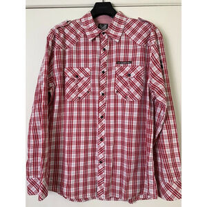 Urban Behavior Mens XXL Plaid Pearl Snap Slim Fit Long Sleeve Shirt Western